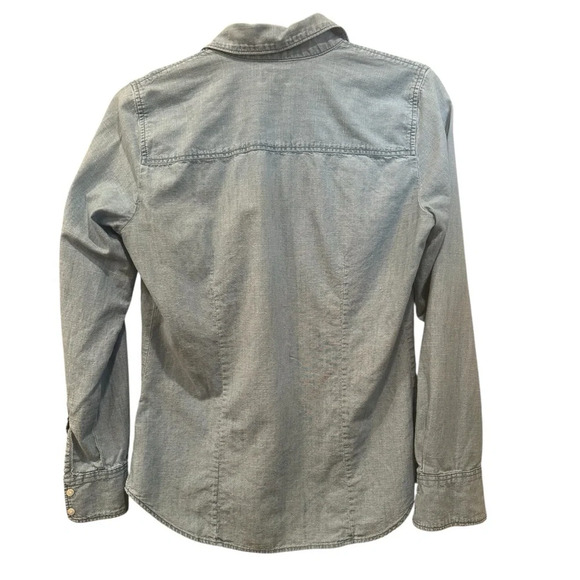 J. Crew Factory Light Blue Denim Shirt Chambray Denim Staple Neutral Sz XS - Picture 2 of 7